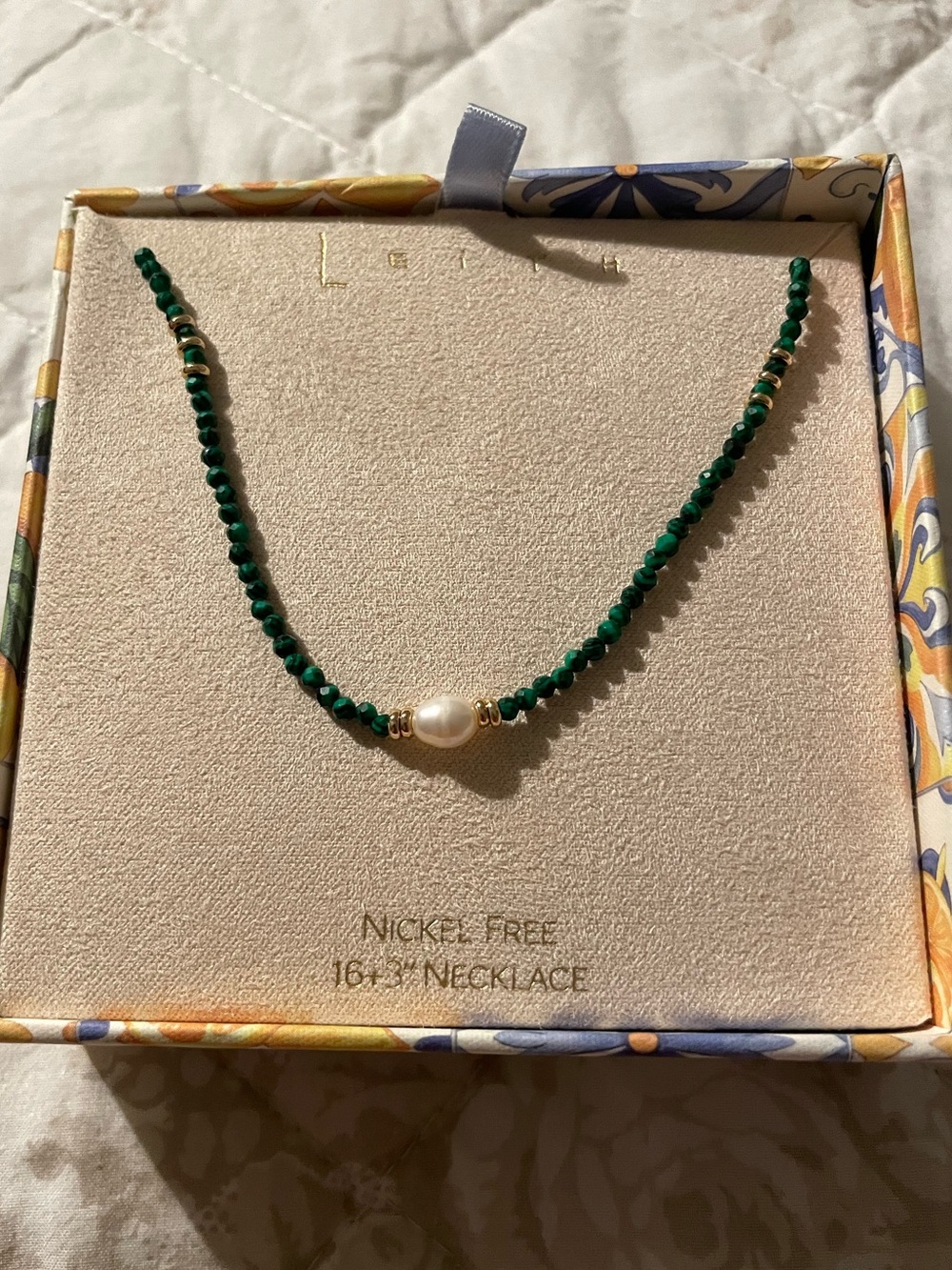 Leith Bead and Imitation Pearl Necklace